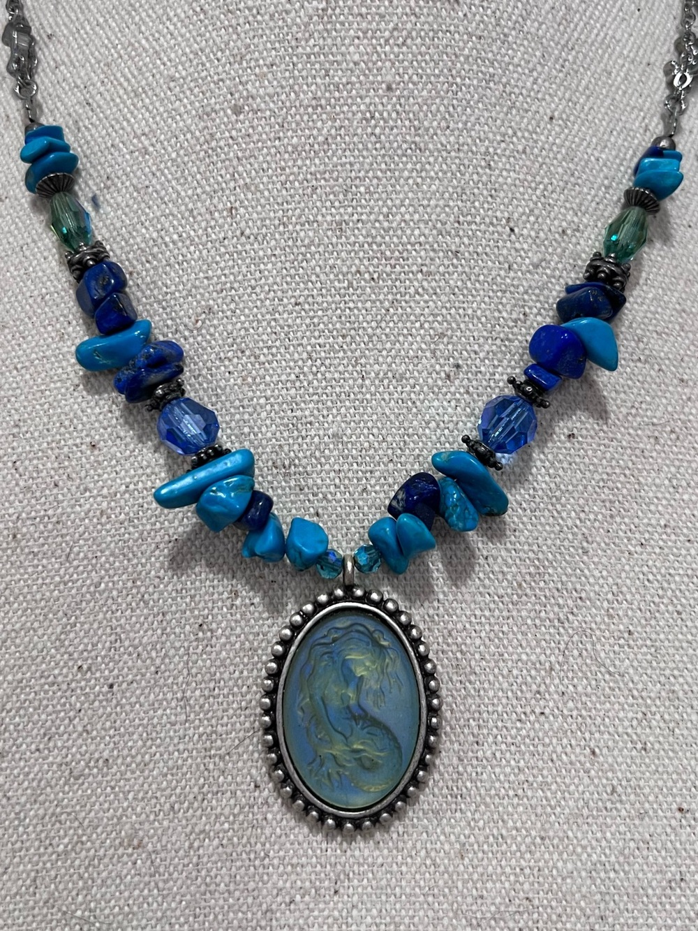 Kirks Folly Necklace 16-18" Mermaid Iridescent Stones Turquoise Dolphins Sea